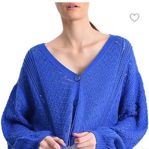 Blue open knit cardigan